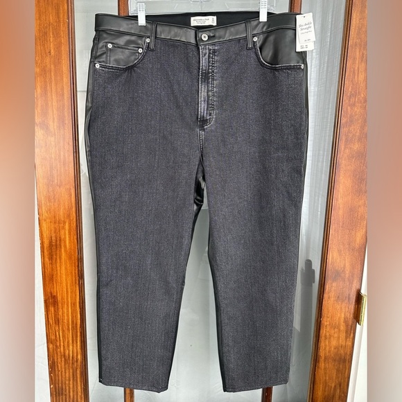 Abercrombie & Fitch Pants - NWT Abercrombie‎ & Fitch Jeans 20r Faux Leather Ankle Straight Ultra High Rise